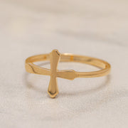 14K Solid Gold Cross Ring Y24