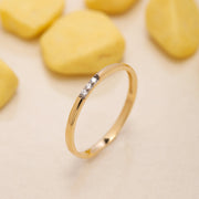 14K Solid Gold Three Stone Ring Y33