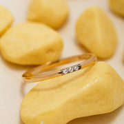 14K Solid Gold Three Stone Ring Y33