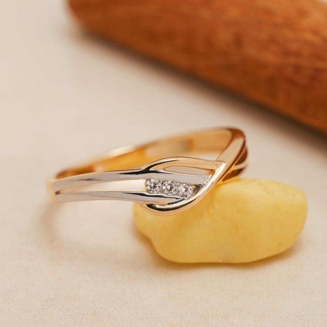 14K Solid Gold 2 Tone Ring Y34