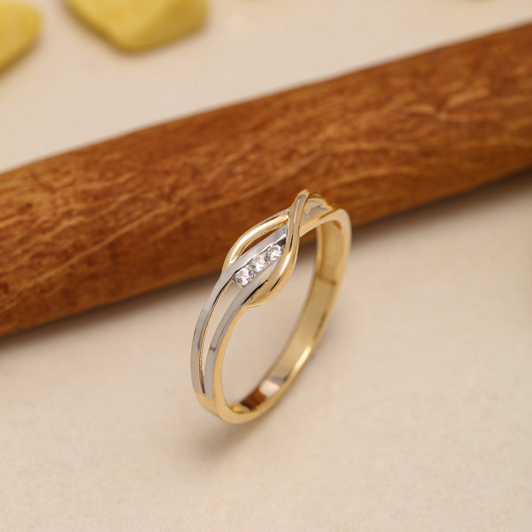 14K Solid Gold 2 Tone Ring Y34