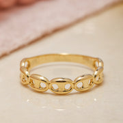 14k Solid Gold Mariner Chain Ring Y36