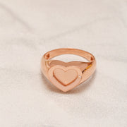 14K Solid Gold Heart Signet Ring Y39