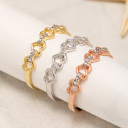 14k Solid Gold Heart Chain Ring Y41