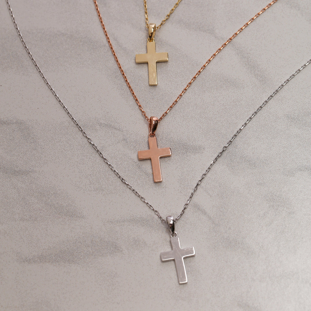 14k Solid Gold Cross Necklace K7