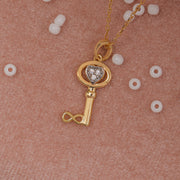 14K Solid Gold Infinity and Key Necklace K16