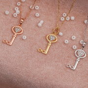 14K Solid Gold Infinity and Key Necklace K16