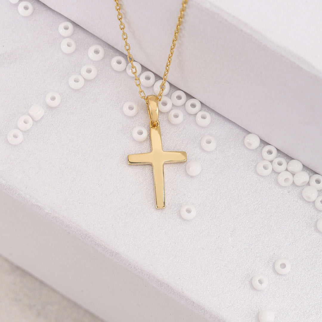 14K Solid Gold Cross Necklace K20