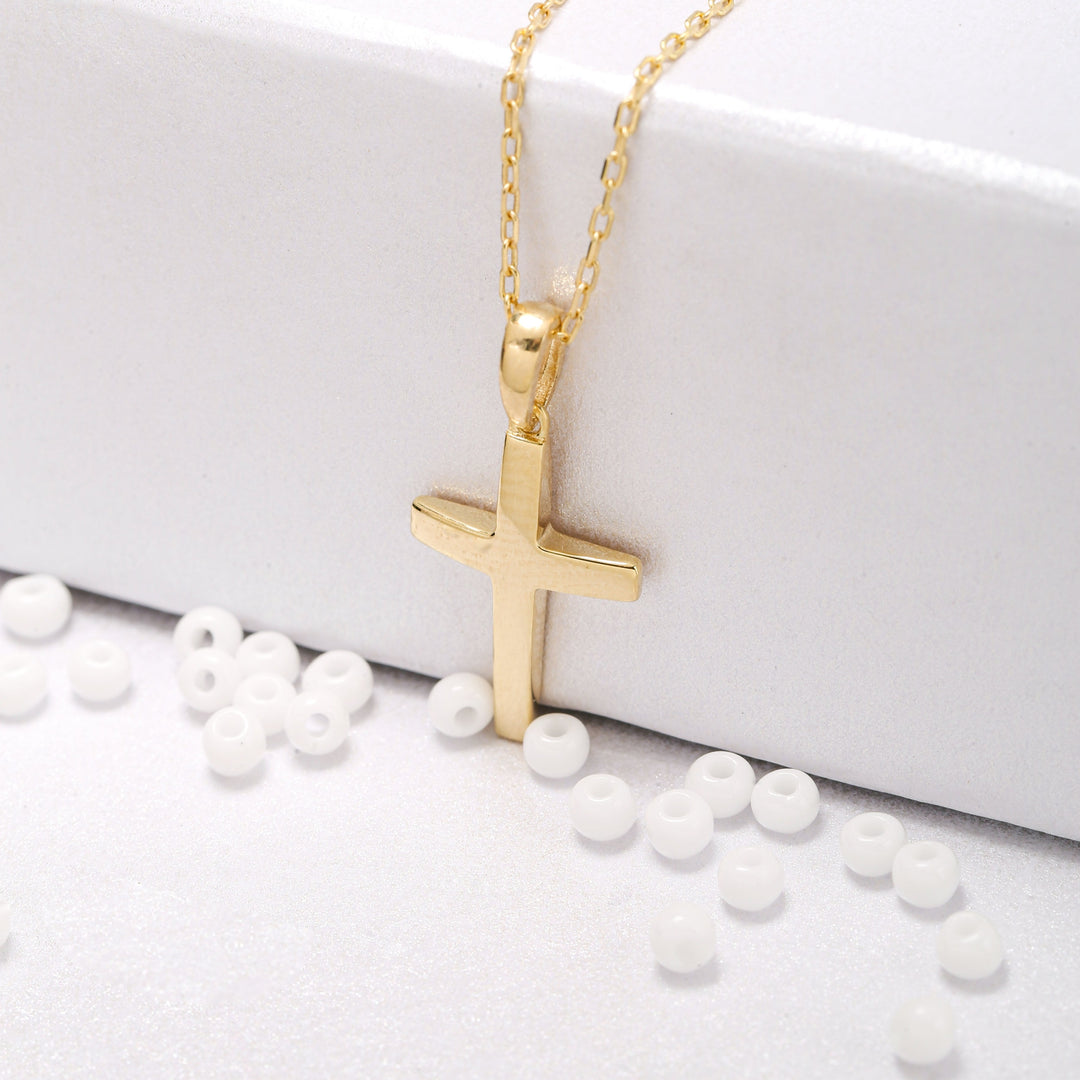 14K Solid Gold Cross Necklace K20