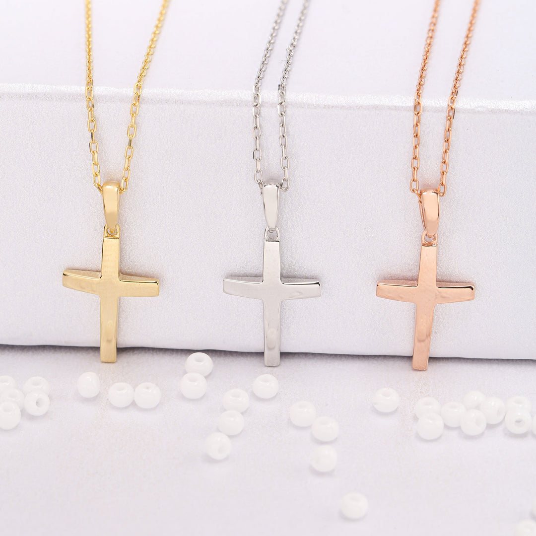 14K Solid Gold Cross Necklace K20