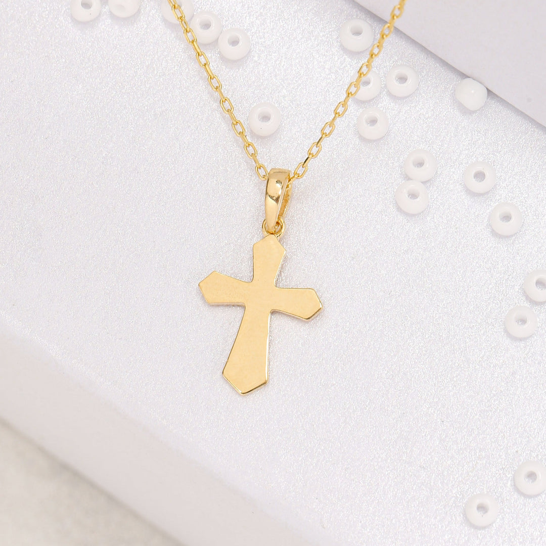 14K Solid Gold Cross Necklace K21