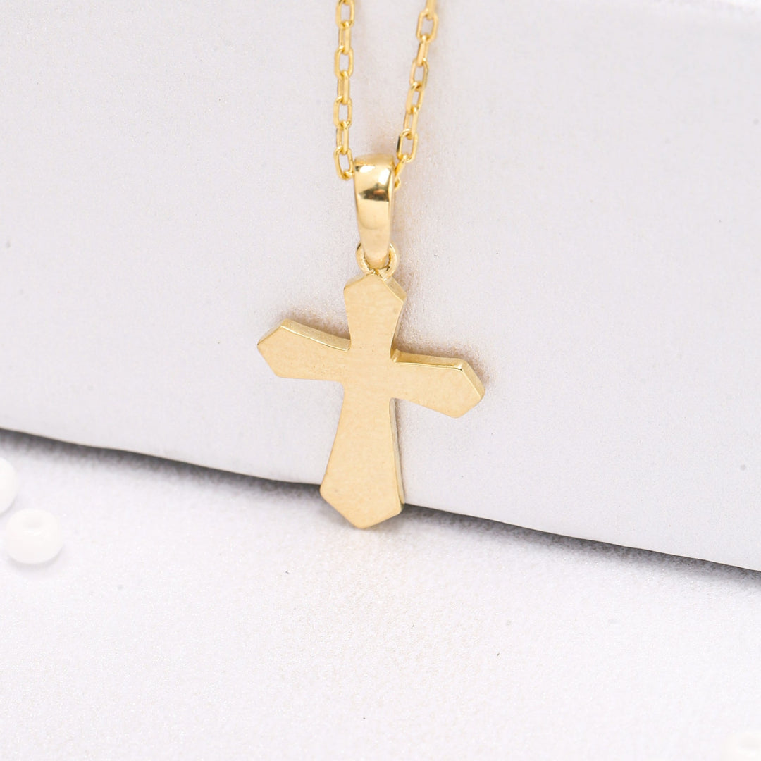 14K Solid Gold Cross Necklace K21