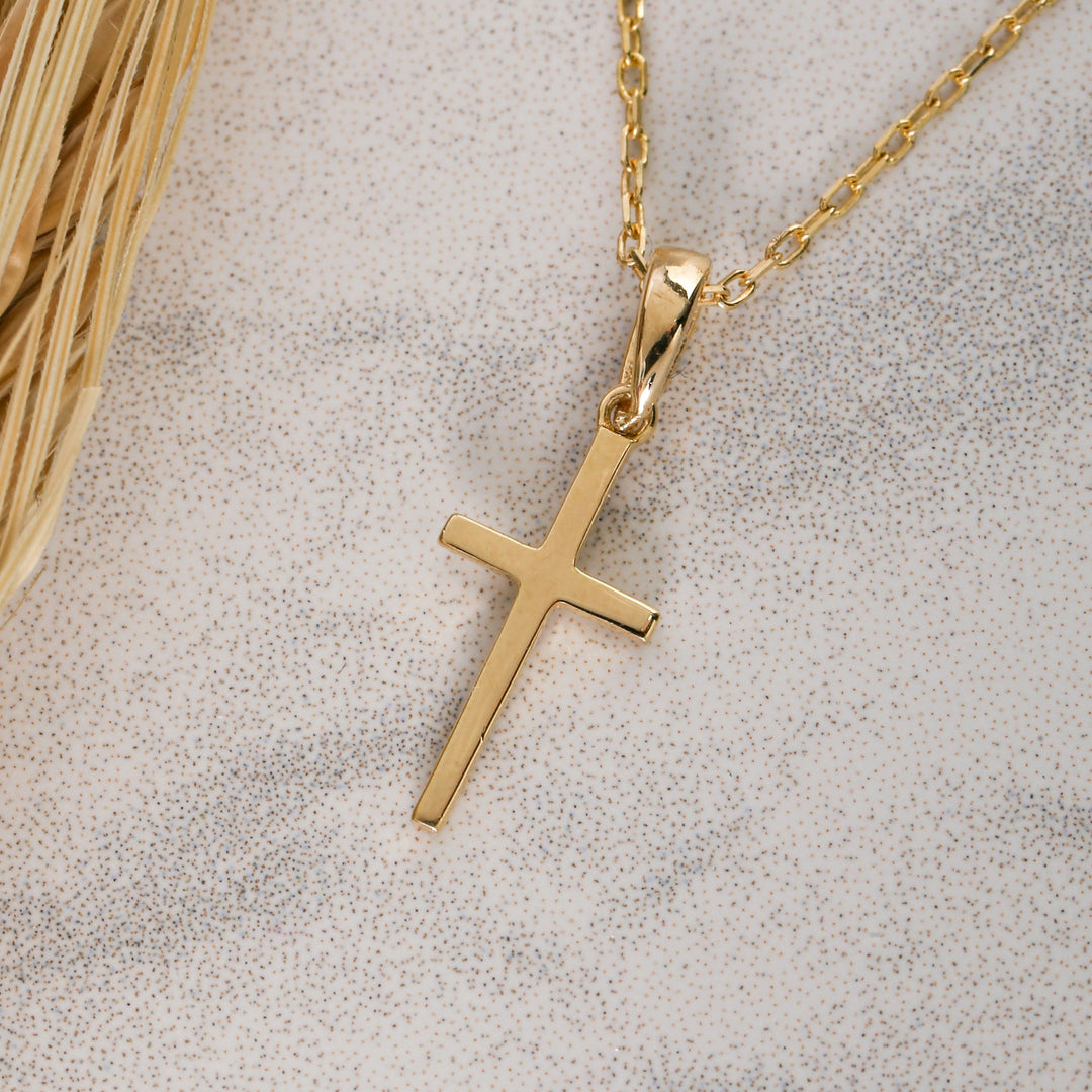 14K Solid Gold Cross Necklace K27