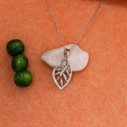 14K Solid Gold Heart Leaf Necklace K38