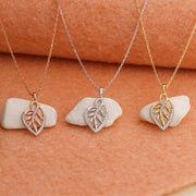 14K Solid Gold Heart Leaf Necklace K38