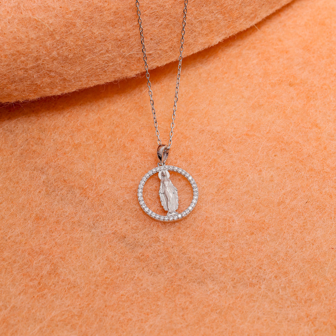 14k Solid Gold Virgin Mary Necklace K40