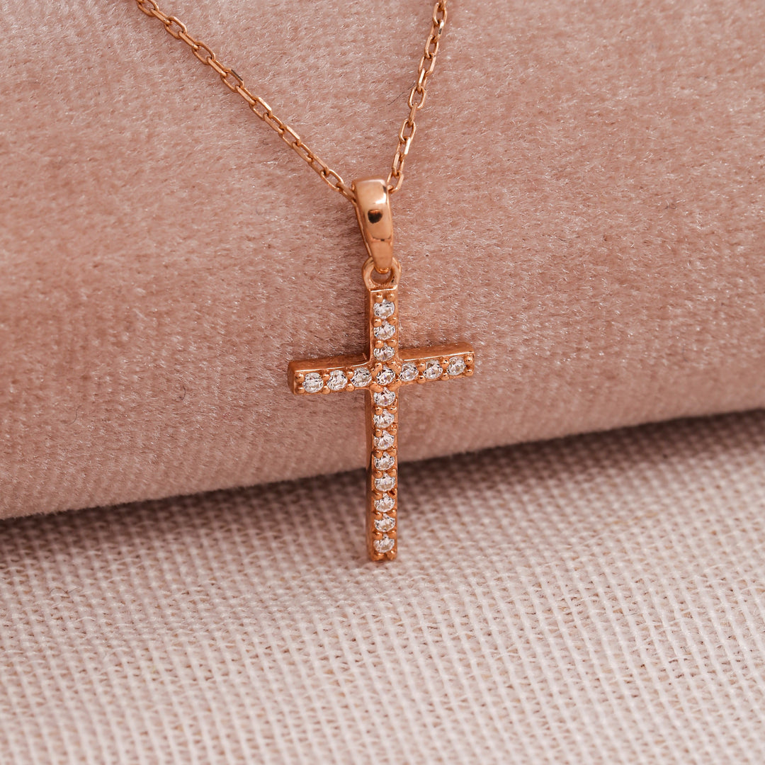 14k Solid Gold Cross Necklace K41