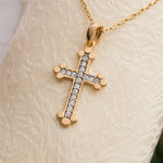 Load image into Gallery viewer, 14K Solid Gold Cross Necklace K43
