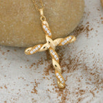 Load image into Gallery viewer, 14K Solid Gold Cross Necklace K89
