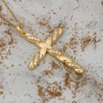 Load image into Gallery viewer, 14K Solid Gold Cross Necklace K89
