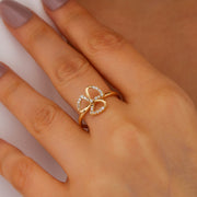 14K Solid Gold Flower Ring Y77