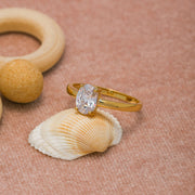 14K Solid Gold Oval Solitaire Ring T1