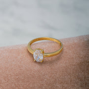 14K Solid Gold Oval Solitaire Ring T1