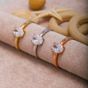 14K Solid Gold Oval Solitaire Ring T1