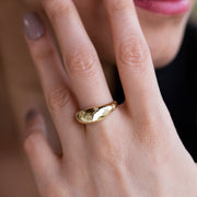 14K Solid Gold Star Dome Ring Y121