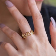14K Solid Gold Wave Ring Y112