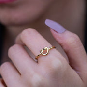 14K Solid Gold Love Knot Ring Y129