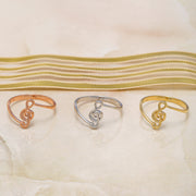 14K Solid Gold Treble Clef Ring Y48