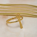 Load image into Gallery viewer, 14K Solid Gold Cross Ring Y49
