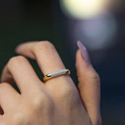 14K Solid Gold Pave Dome Ring Y118