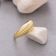 14k Solid Gold Croissant Dome Ring Y92