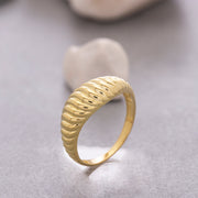 14k Solid Gold Croissant Dome Ring Y92