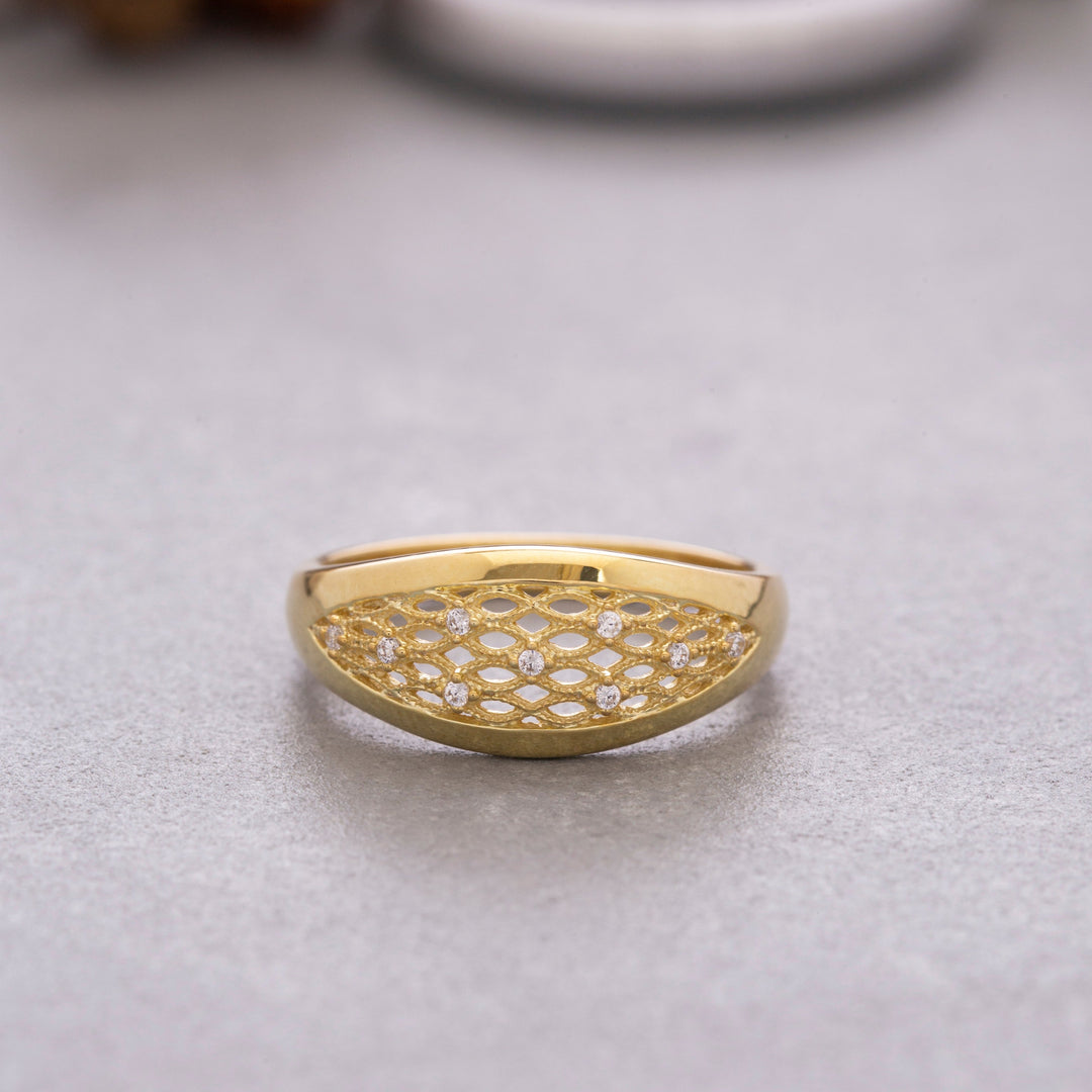 14K Solid Gold Dome Ring Y95