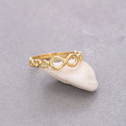 14K Solid Gold Infinity&Heart Ring Y87