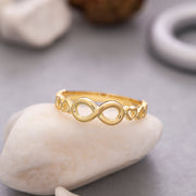 14K Solid Gold Infinity&Heart Ring Y87