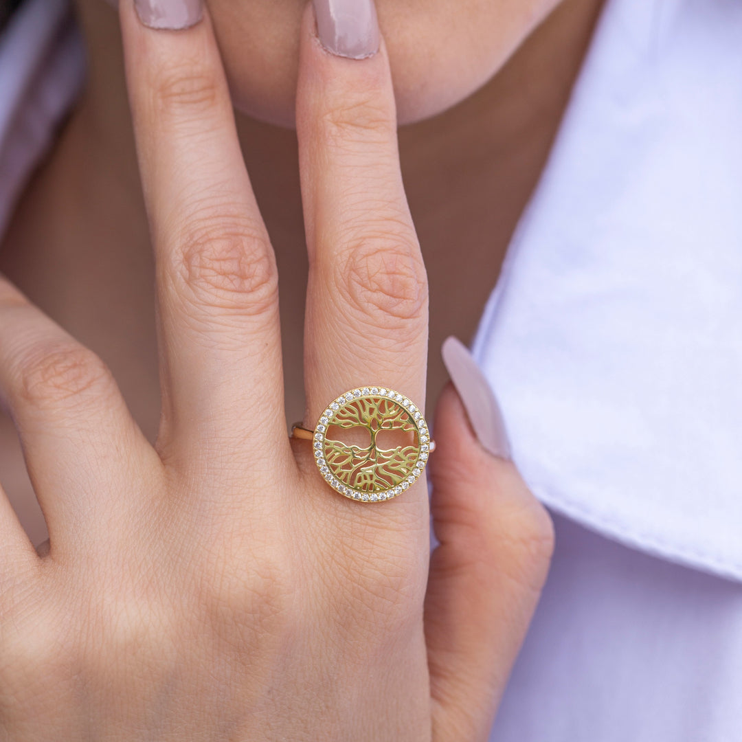 14K Solid Gold Tree of Life Ring Y101