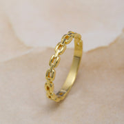 14K Solid Gold Chain Shaped Ring Y52