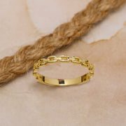 14K Solid Gold Chain Shaped Ring Y52