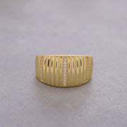 14k Solid Gold Croissant Dome Ring Y100