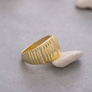14k Solid Gold Croissant Dome Ring Y100