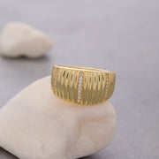 14k Solid Gold Croissant Dome Ring Y100
