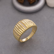 14k Solid Gold Croissant Dome Ring Y100