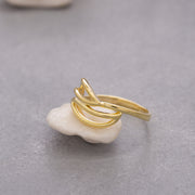 14K Solid Gold Leaf Ring Y107