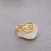 14K Solid Gold Leaf Ring Y107