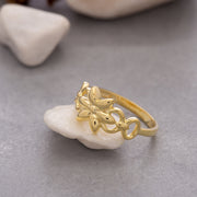 14K Solid Gold Flower Ring Y108