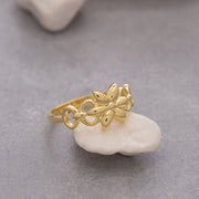 14K Solid Gold Flower Ring Y108